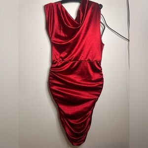 SHEIN Chic Burgundy One-Shoulder Dress
